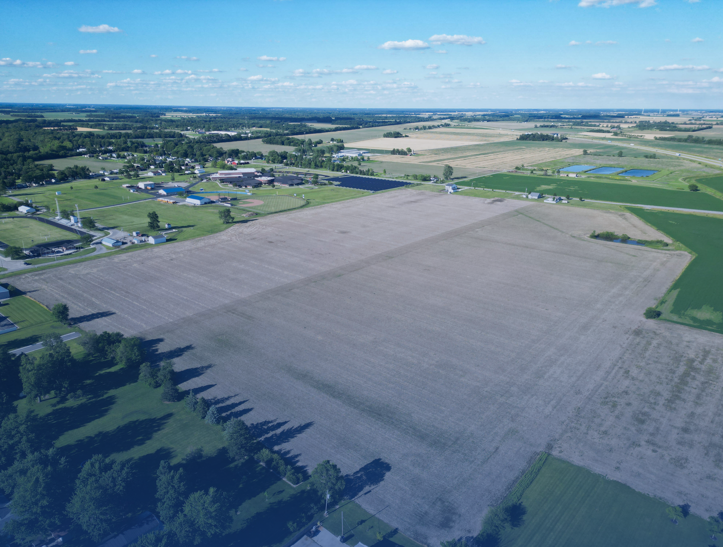 Aerial view of the 94-acre hard corner site at US Route 24 and SR-49 in Antwerp, Ohio