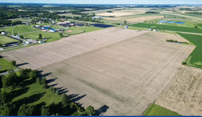 Aerial view of the Antwerp corridor site and surrounding community